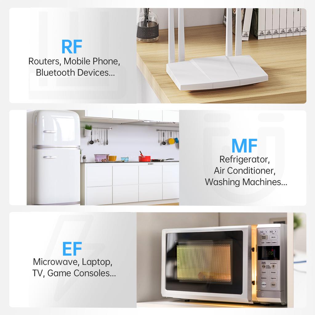 ERD-10 EMF Meter HD Electromagnetic Radiation Detector Electric & Magnetic Field Strength RF Power Temperature Monitor Alarm