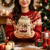 12Pcs Christmas Jute Gift Bags For Her/Him, 5.9 X 3.9inch Christmas Gift Bags, Reusable Drawstring Bags, 5 Random Christmas Theme Designs, Suitable