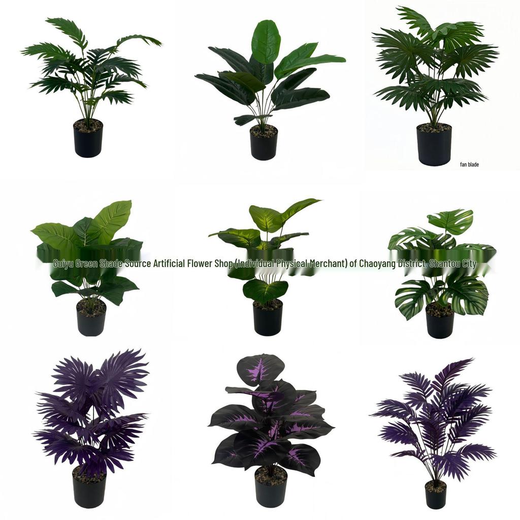 Realistic Areca Palm & Traveler's Palm with Turtle Shell Violet Indoor/Outdoor Plants - 12 Heads Landscaping Decoration.