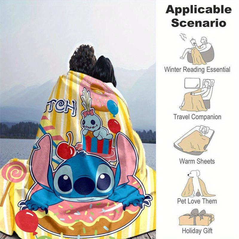 Lilo & Stitch Design Throw Blanket Soft Polyester Fabric for Office Chair or Sofa Ideal for Birthday, Halloween, Christmas Gifts