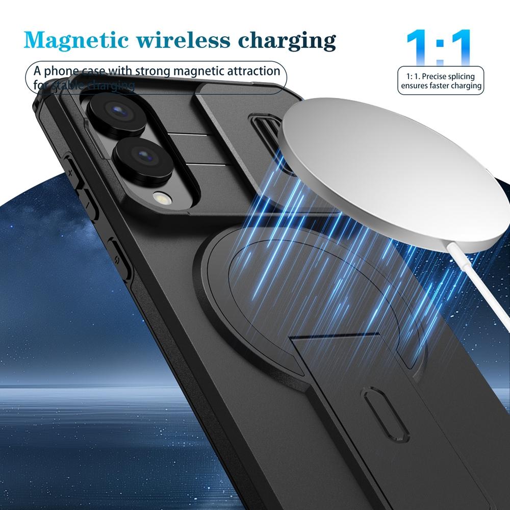 Роскошный бронированный магнитный чехол для Samsung Galaxy S25 Edge S26 S24 S23 S22 Plus Ultra FE A15 A26 Крышка с подставкой для объектива Беспроводная зарядка