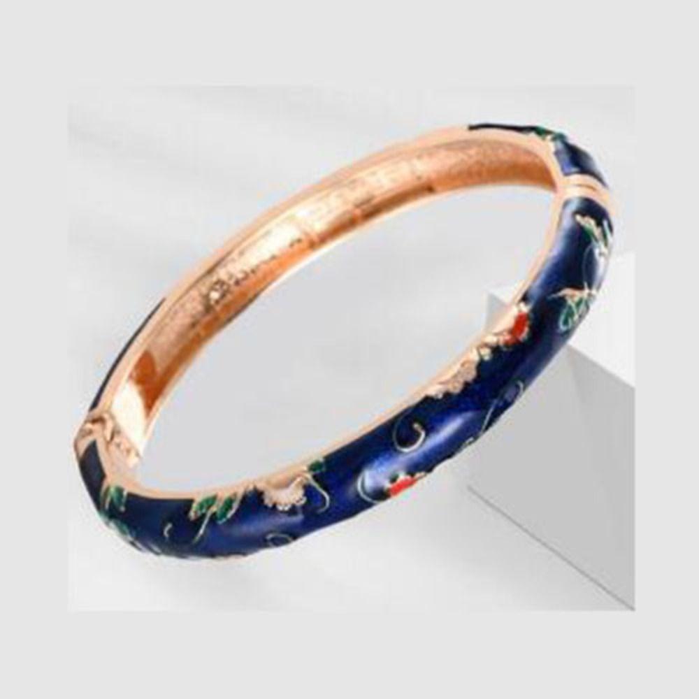 Традиционный винтажный браслет-эмаль в стиле перегородчатой эмали для женщин, браслет на руку с ажурным цветком, женский браслет