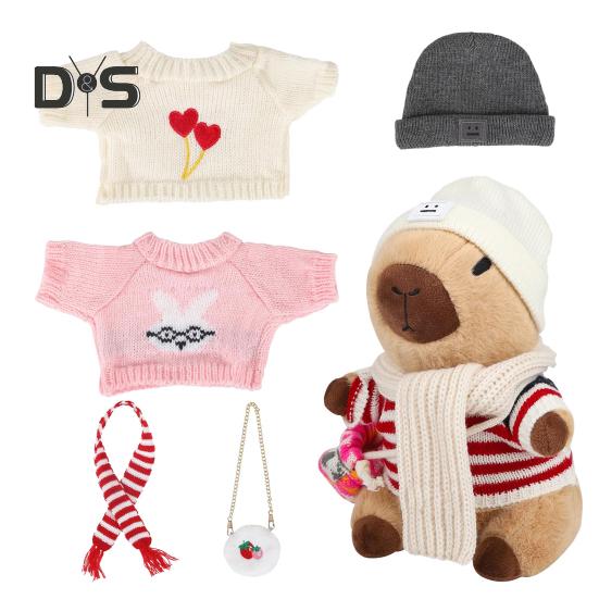 1 комплект плюшевых игрушек-капибар с одеждой, аксессуары для детей, сделай сам, плюшевые игрушки-капибары для малышей, мальчиков и девочек, мягкие игрушки-куклы, украшения