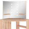 Corner Vanity Table with LED Lighting Oak Effect 111 x 54 x 141.5 cm