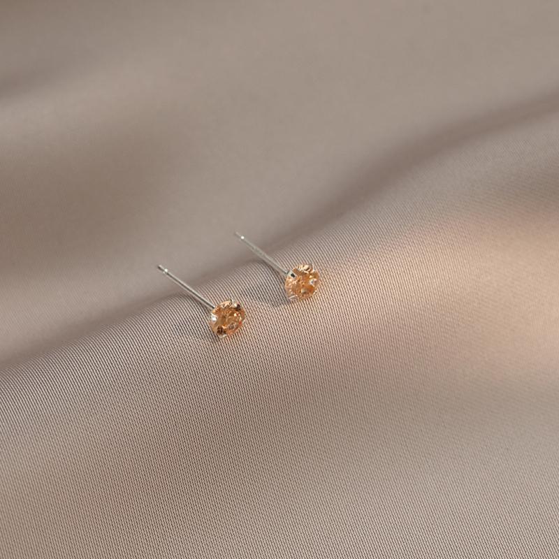 Серьги-пусеты из настоящего серебра 925 пробы с круглым цирконом для женщин, классические изящные украшения, минималистичные аксессуары для пирсинга ушей