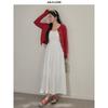 Julu Studio "Lianlian Berry" Gentle French-Style White Camisole Dress/Cardigan Plus-Size Set for Slightly Plump Women