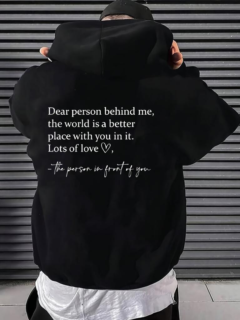 Motivational "You Are Enough" Letter Print Street Style for Outings 250G Heavyweight Pullover with Pocket Adjustable Drawstring fo