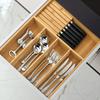 VaeFae Bamboo Silverware Organizer (Non-Expandable), Drawer Dish Holder, Wooden Cutlery Tray with Dividers for Kitchen Drawers, Dish Organizer with Kn