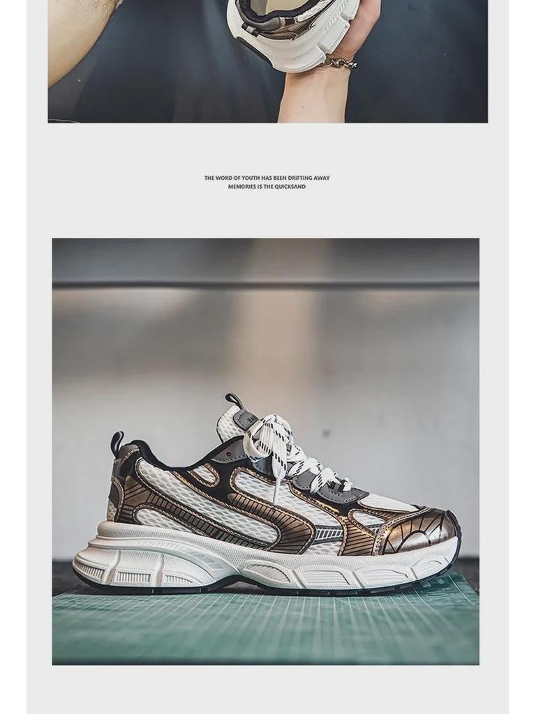 Men's Trendy Dad Shoes: Korean-Style, Thick-Soled, Height-Boosting Luxury Casual Sneakers