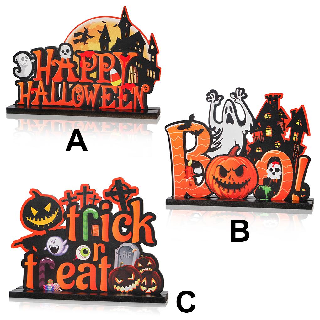 Table Ornament Halloween Party Activity Desktop Decoration DIY Craft Wooden Ornament for Home Decor