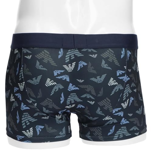 Мужские трусы-боксеры Emporio Armani из микрофибры с принтом по всей поверхности, с застежкой спереди, размер ЕС, 54095350, темно-синий, размер M (Европейский размер 68)