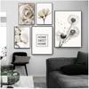 And Prints Plant Wall Pictures For Living Room Decor White Rose Flower Feather Dandelion Wall Art Canvas Painting Nordic Posters