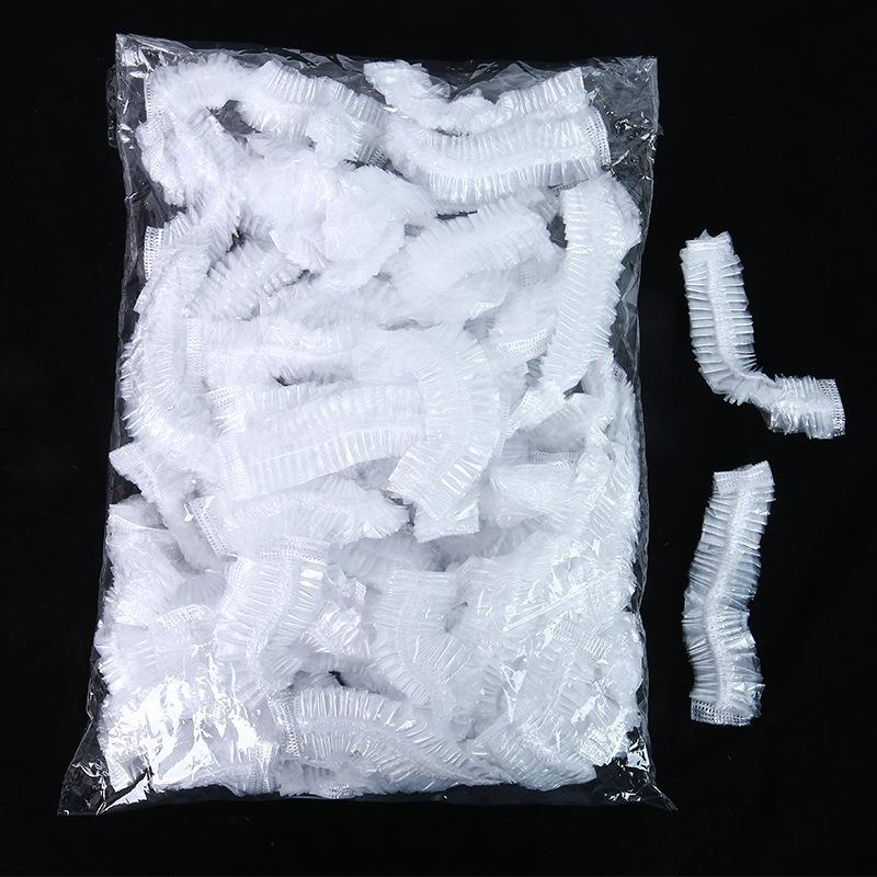 100 Disposable Shower Caps Bathing Bathing Waterproof Adult Hair Drying Caps Dustproof Plastic Head Covers for Men and Women