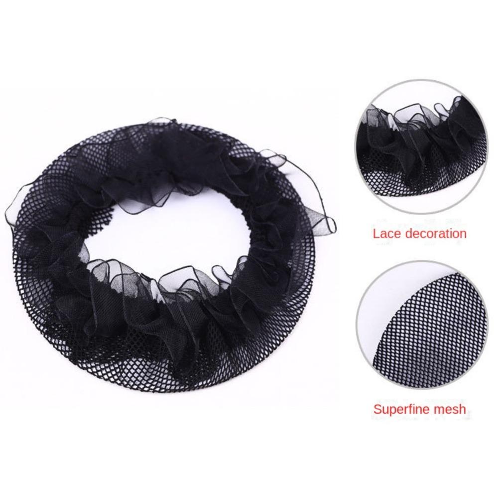 Сетка для волос в стиле балета с завязками, регулируемая, для девочек, снуд, милая эластичная сетка для волос для детей