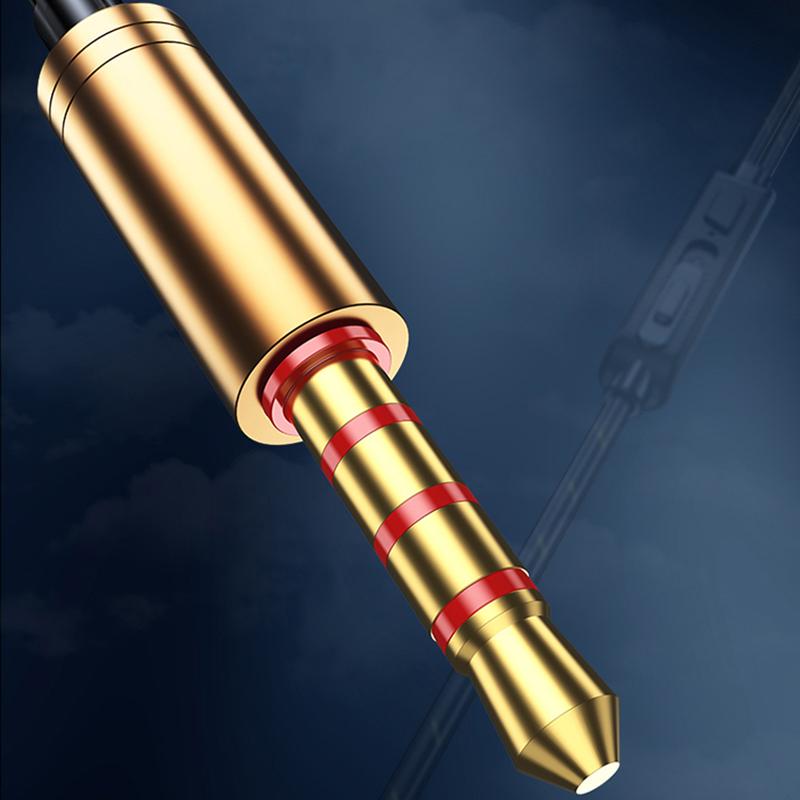 Стерео наушники внутриушные с усиленным проводом и встроенным микрофоном