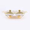 Large Capacity Buffet Stove Gold/Silver Rectangular Glass Pot Alcohol Pot Restaurant Glass Food Heating Container