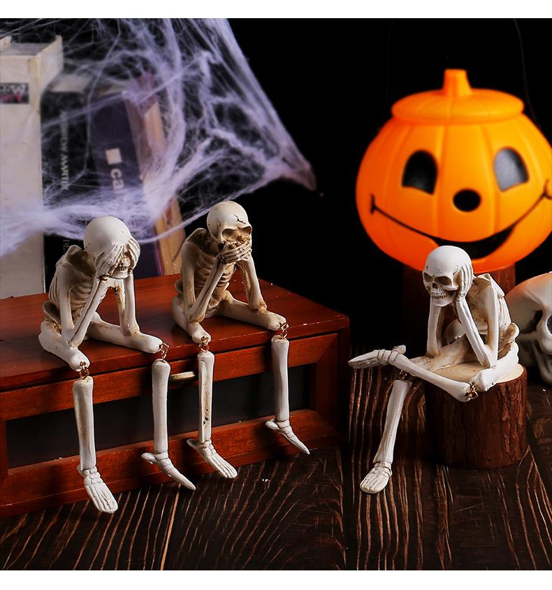 Halloween Skeleton Resin Ornaments Ghost Festival Don’t Hear Don’t See Atmosphere Skeleton Skeleton Craft