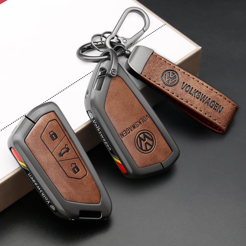 T26Leather Car Smart Remote Key Case Cover Protection Shell For VW Volkswagen