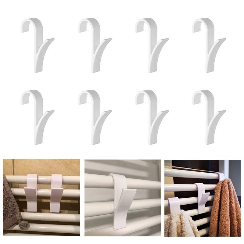 10pcs High Quality Hanger For Heated Towel Radiator Rail Bath Hook Holder Clothes Hanger Percha Plegable Scarf Hanger White WBL