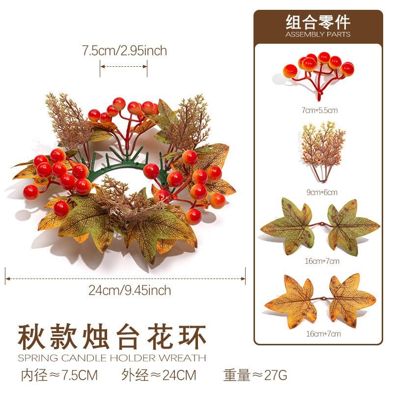 Harvest Wreath With Fake Maple Leaves Berries Pinecones Home Decor Wall Hanging Thanksgiving Fall Festival