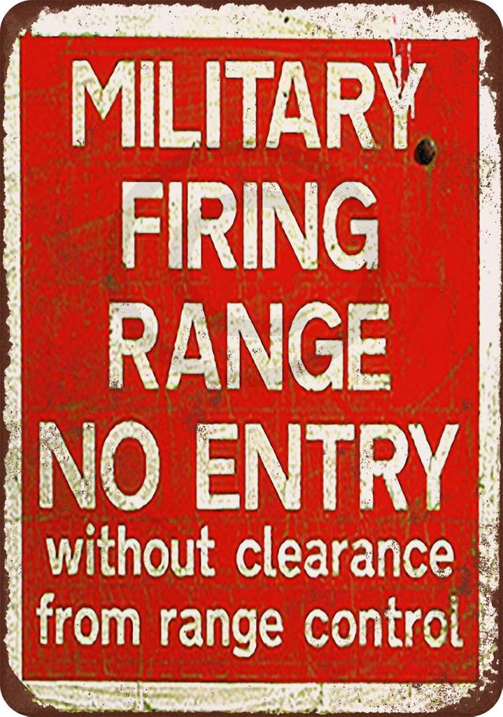 HD Metal Tin Sign Military Firing Range No Entry Vintage Metal Wall Art Retro Warning Decor