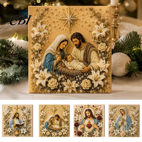 Unique Office Desk Ornaments DIY Jesus Pearl Art Kit, Diamond Painting for Adults, Christian Mosaic Creative Bedroom Accessories Craft Christ