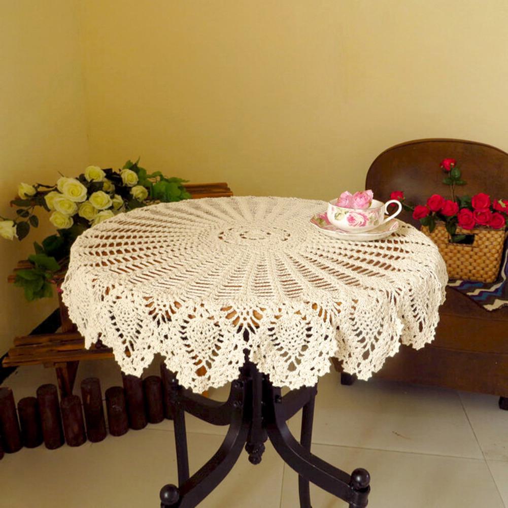 2S-Сладкая комната 80 см Кухня Столовая Ресторан Вязание крючком Круглая хлопковая скатерть Коврик Декор