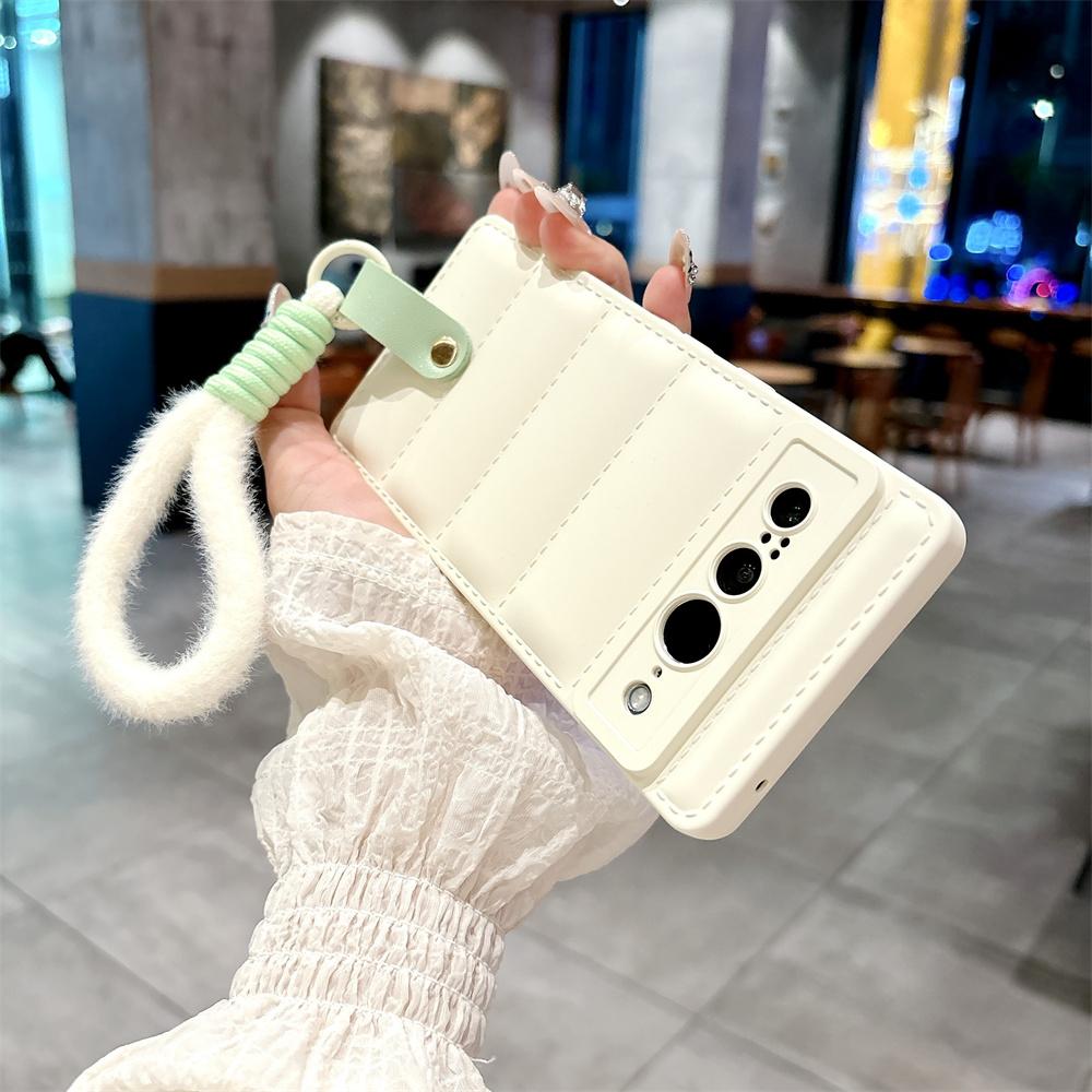 Модный пуховик Чехол-шнурок для Google Pixel 8 7 6 Pro 7A 6A 5A 4A 3 4 XL 3AXL 3A Ремешок на руку/запястье Мягкий противоударный чехол