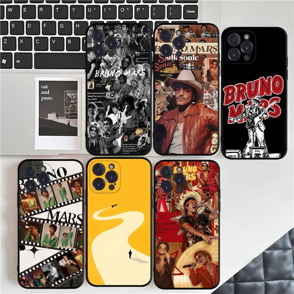 Чехол для телефона B-Bruno M-Mars Singer для iPhone 17 16 15 14 13 12 11 Pro Max Plus Черный корпус