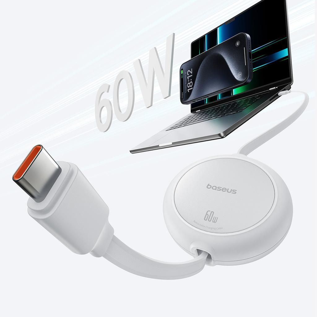 Kabel Przewód Zwijany Usb-C Free2Pull 60W 1M - Biały