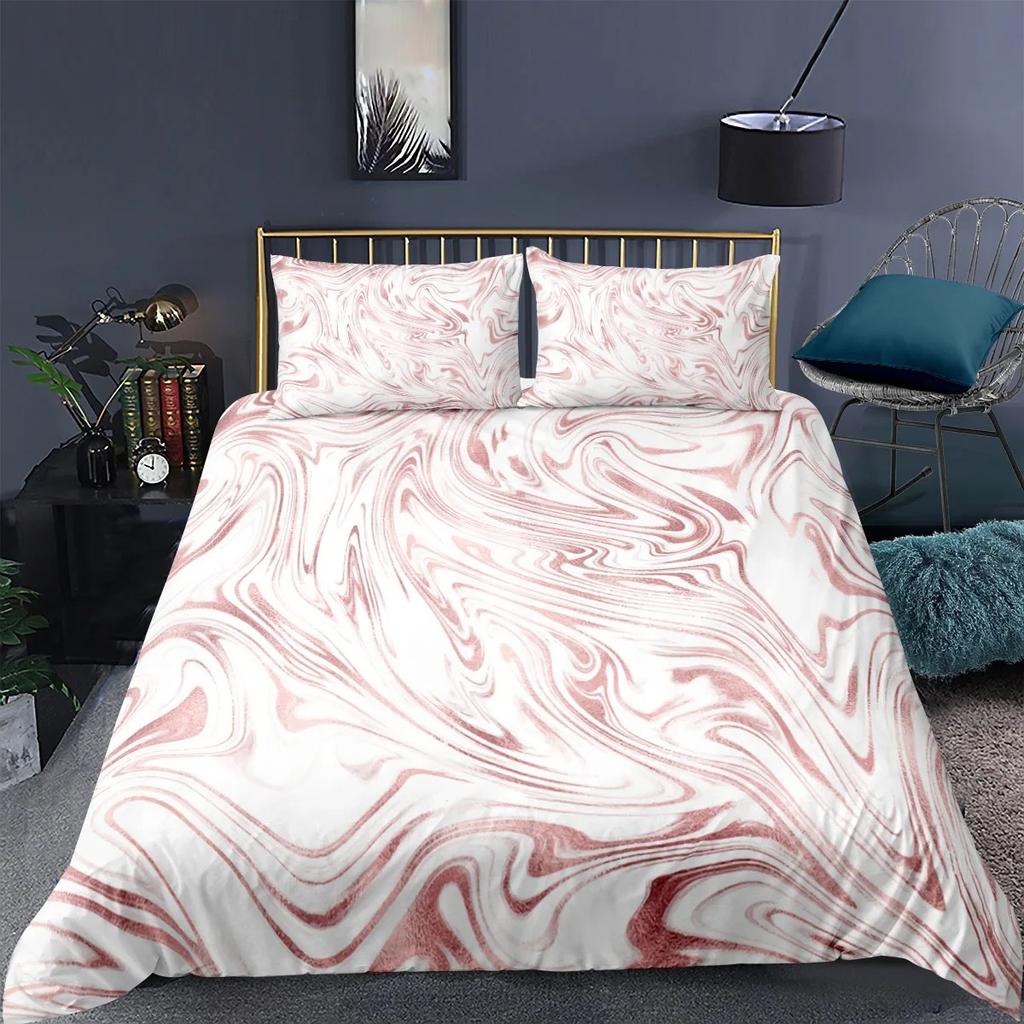 Fashion Marble Bedding Set Queen Size Soft Duvet Cover With Pillowcases Colorful Quilt Cover For Women Girls Home Decor