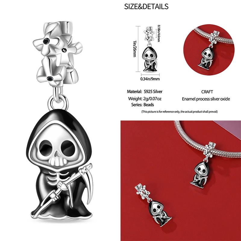 Новый Медный Хэллоуин Ведьма Скелет Летучая мышь Шарм Цепь Из Бусин Подходит Оригинальный Браслет DIY Женские Украшения