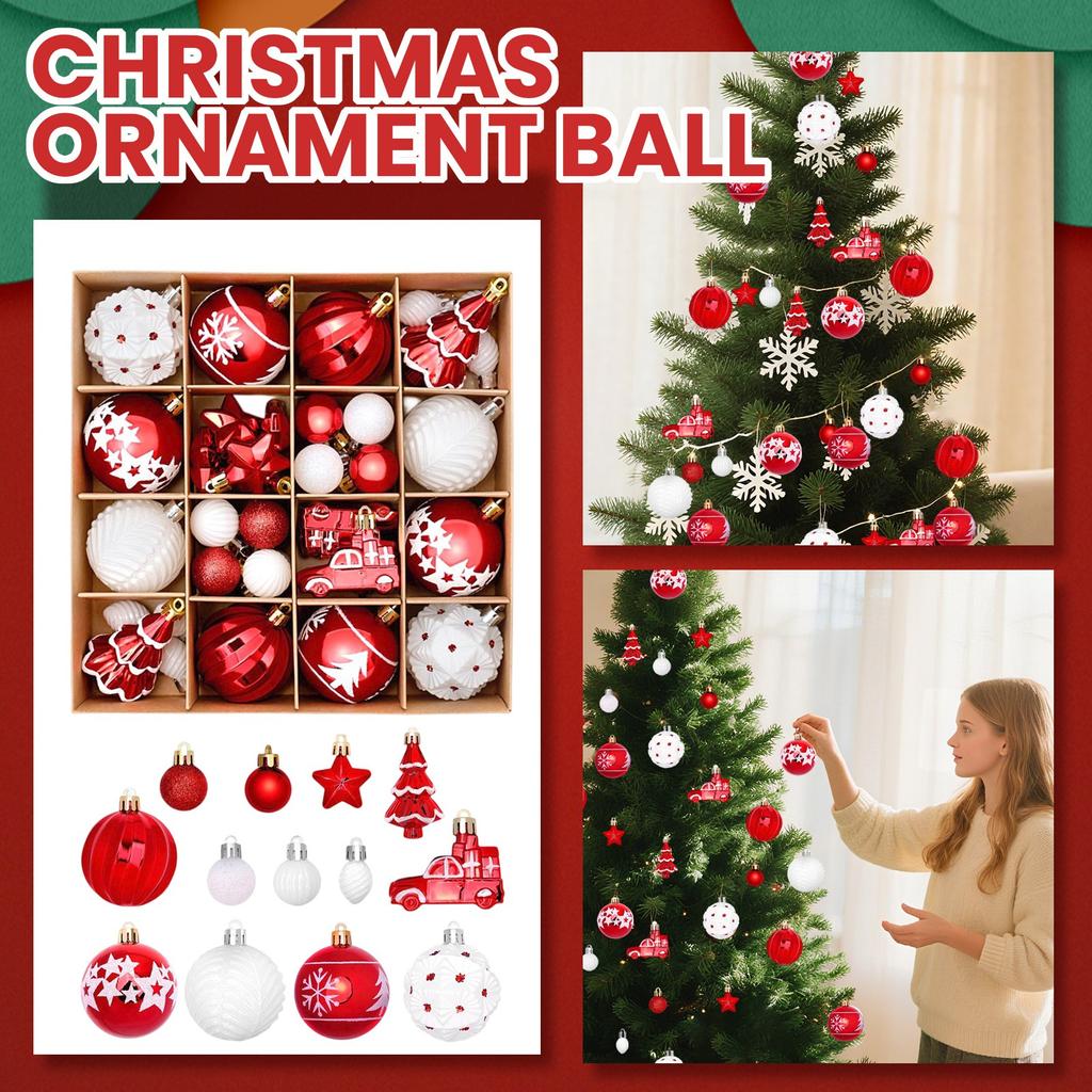 42pcs Christmas Decoration Supplies Painted Christmas Ball Set Christmas Tree Ornaments