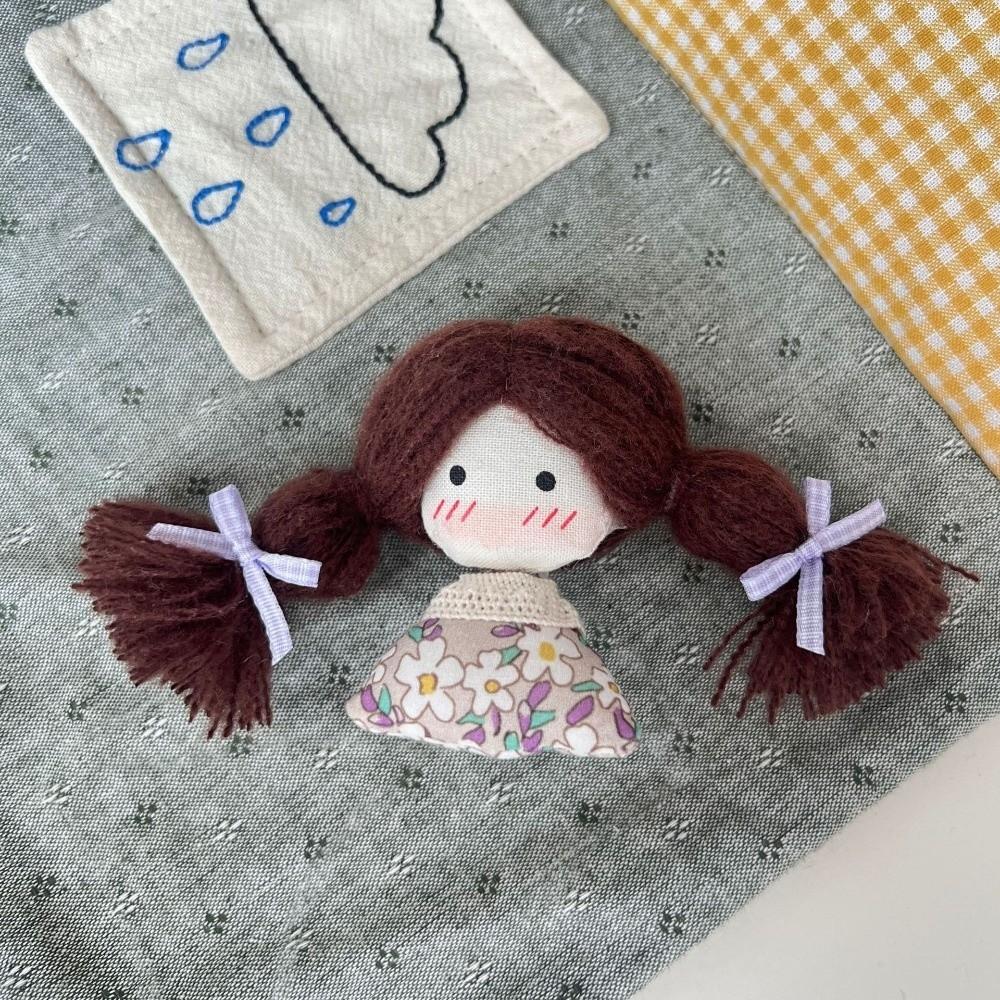 Plush Fabric Girl Doll Fabric Cotton Filled Mini Cartoon Doll Braid Girl Doll Spring