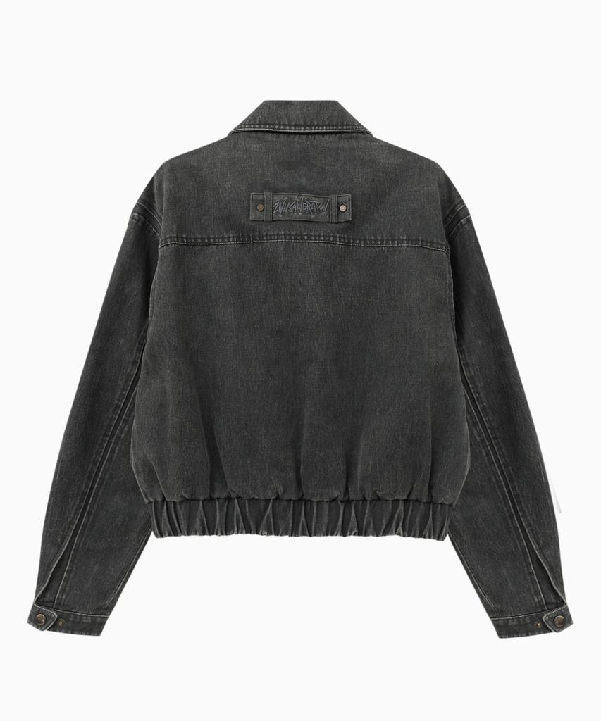 Znuz Stone Coated Crop Jumper - Charcoal