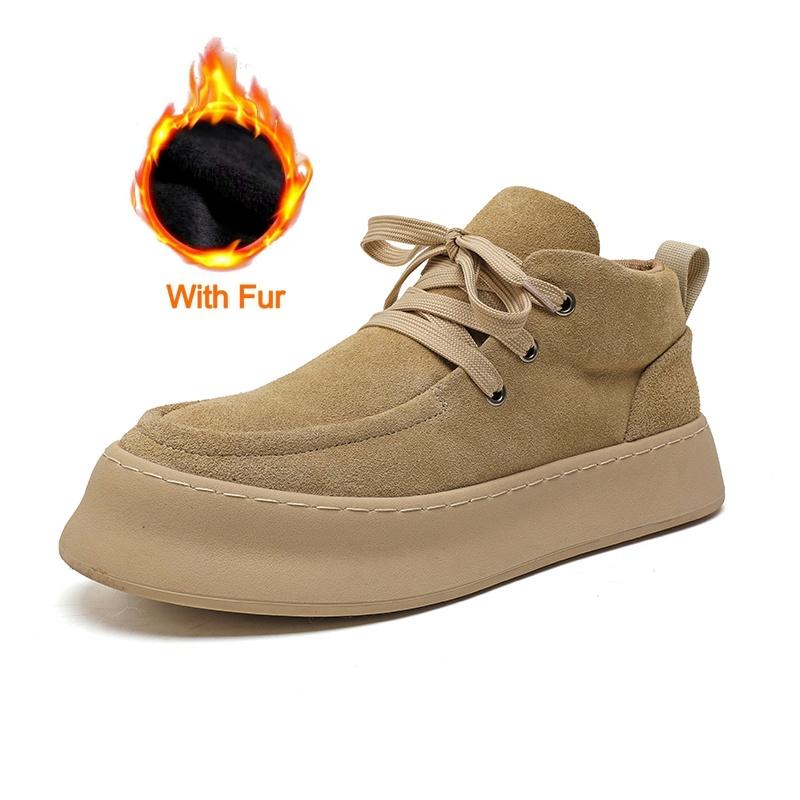 Fashion 2025 New European And American Thick Sole Men Leisure Leather Shoes Round Toe Lace Up Outdoor Shoes Genuine Leather Oxford Shoes