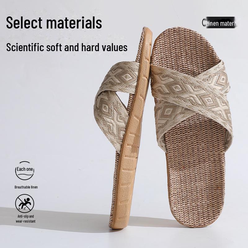 Женские льняные тапочки для дома с противоскользящим покрытием, бесплатная доставка, круглогодичные дезодорирующие тапочки для пар