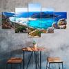 Blue Sea Crete Balos Beach Beautiful Scenery 5 Piece Five Panel Wall Canvas Print Modern Art Poster Picture Home Decor Gift For Him For Her