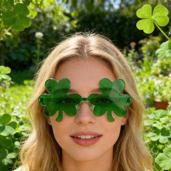 Очки на День Святого Патрика Блестящие Трилистник Бутылка Пива Очки для Глаз Зеленые Счастливые Ирландская Тема Фотобудка Реквизит для Домашней Вечеринки Подарки