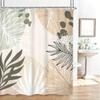 Set of 4 Bohemian Sage Green Shower Curtains, Mid-Century Abstract Modern Aesthetic Tropical Leaves Shower Curtains with Hooks