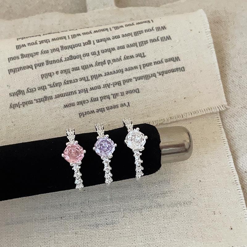 Colored Rose Zircon Ring Luxury Trendy Jewelry for Women