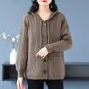 Sweater Coat for Women Cotton Knit Loose Thickened Sweater Hooded Tops Casual Oversize Cardigan Jacket