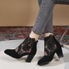 Fashion Women's Sandals Summer 2024 New Fashion Lace Flowers High Heels Women Solid Hollow Sandals Square Heel Zip Shoes Women Sandalias
