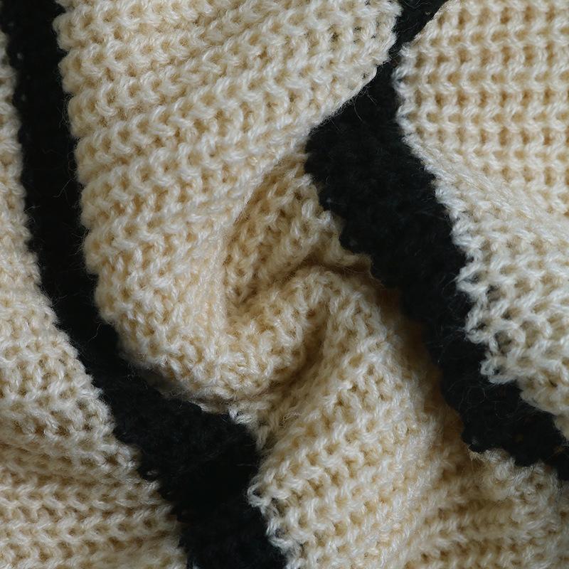 Autumn and Winter Striped Loose Cardigan Sweater Women's Casual Sweater