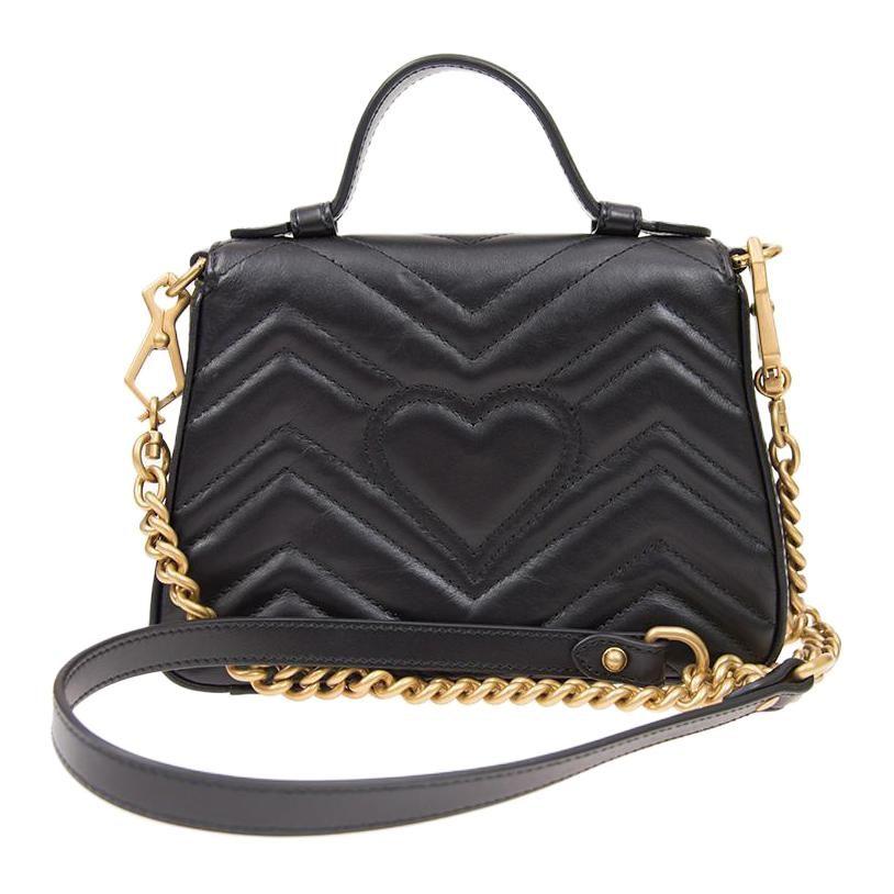 GUCCI GG Marmont Leather Handbag Mini Women's Black 547260-DTDIT-1000