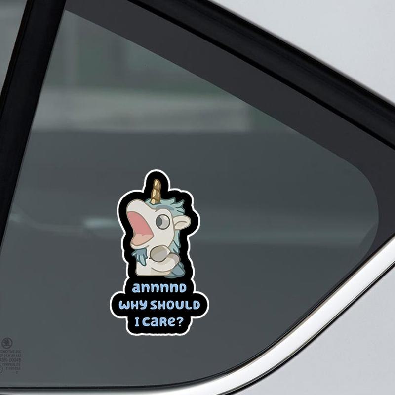 DS57#8.5x15см Annnd Why Should I Care Симпатичные наклейки на автомобиль с изображением единорога для автомобиля, мотоцикла, транспортного средства