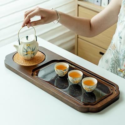 Поднос для чайного столика Кунг-фу, Автоматическая доска для сбора воды из натурального грецкого ореха, Высококлассные аксессуары для чайной церемонии с изменением цвета