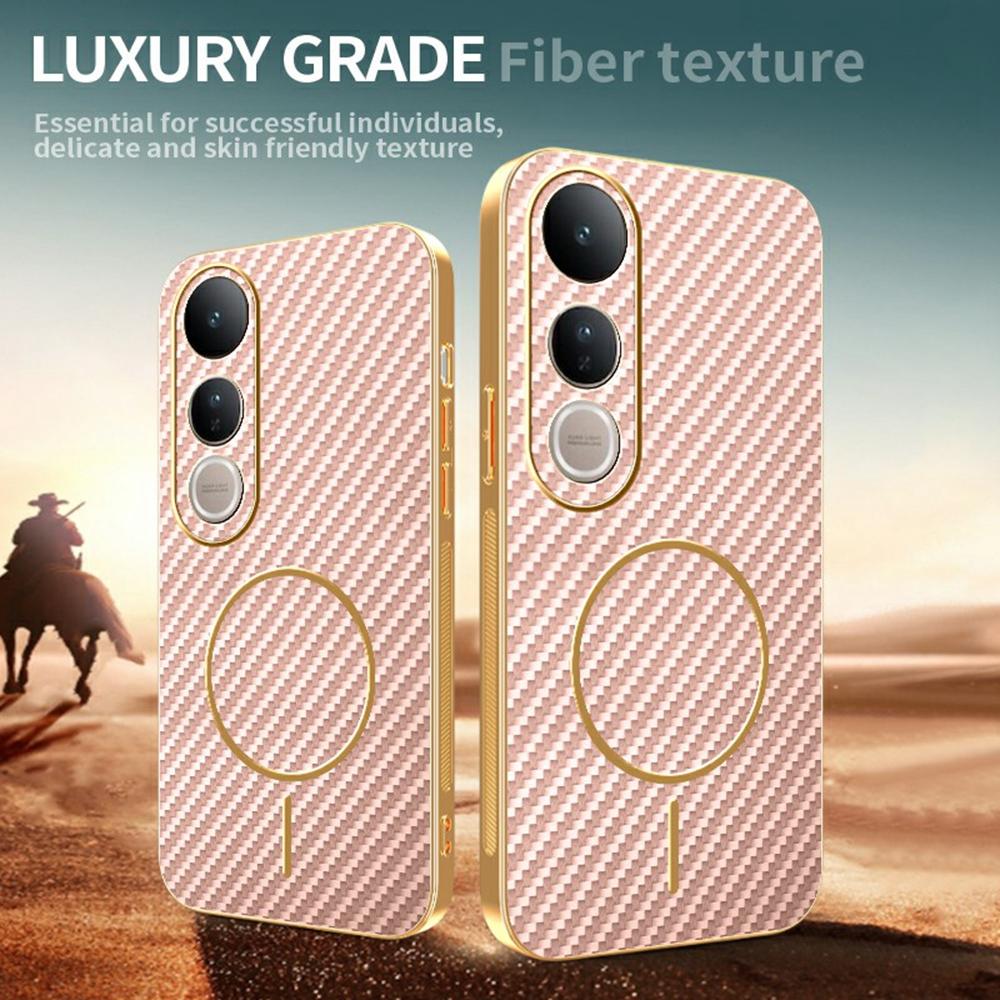 For vivo V50 Lite 4G/5G Phone Case Carbon Fiber Textured Electroplated TPU Back Cover