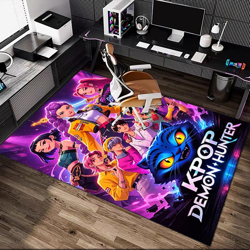 1pc Kpop Demon Hunters Rug, Comfortable Printed Home Area Carpet, Cozy Office Chair Rug