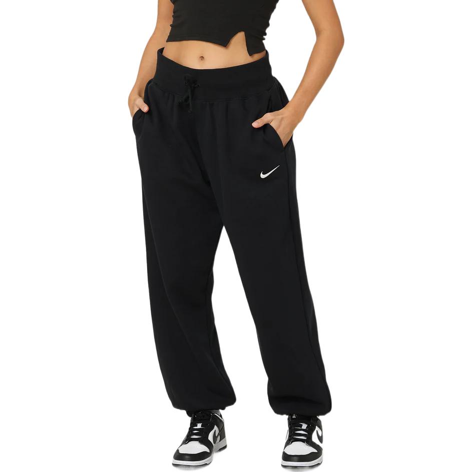 Nike Женские спортивные штаны Phoenix Fleece с высокой талией, свободные, черные/парусные, женская уличная одежда DQ5887-010